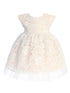 Baby Girls Blush Pearl Trim Floral Lace Tulle Flower Girl Dress 6-24 Months - SophiasStyle.com